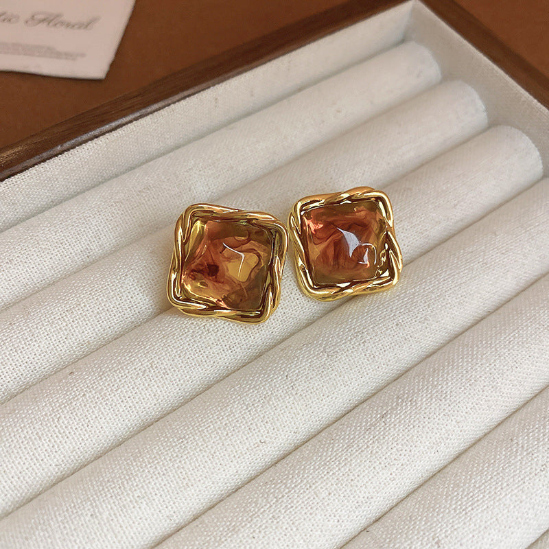 Heartfelt Art — Irregular Resin Heart Stud Earrings