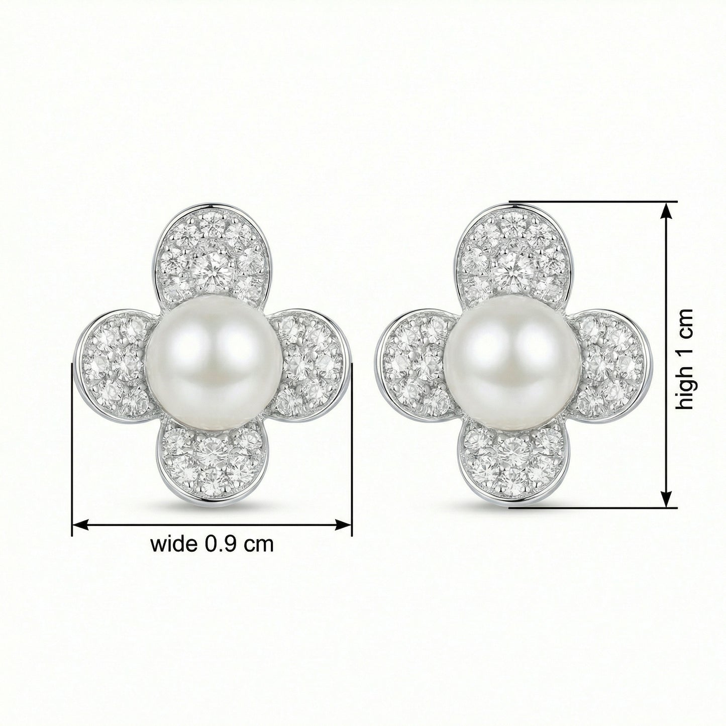 Pearl-fection — S925 Four-Petal Pearl Stud Earrings