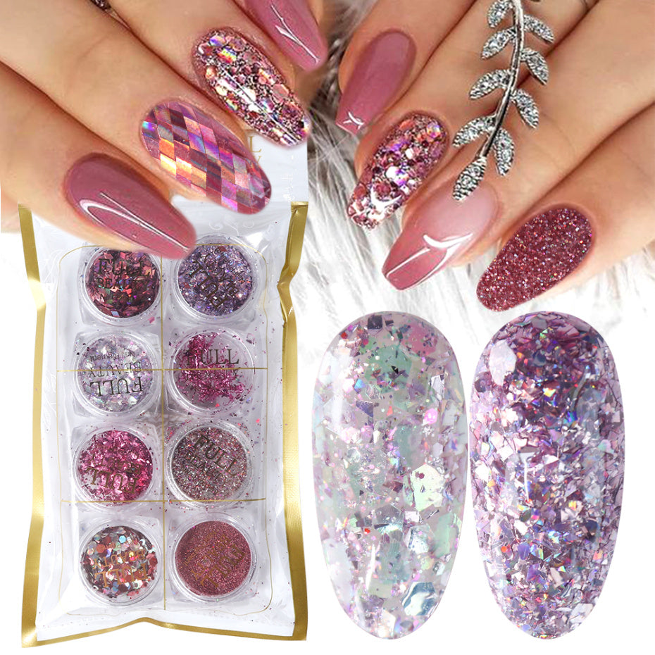 Glitter Galore — 8 Box Mix Nail Art Powder Flakes Set