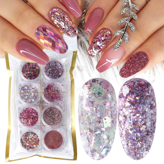 Glitter Galore — 8 Box Mix Nail Art Powder Flakes Set