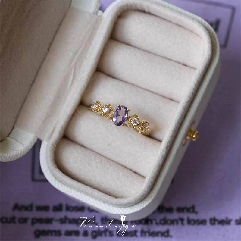 Clover Charm — Enamel Clover Flower Ring with Zircon Accents