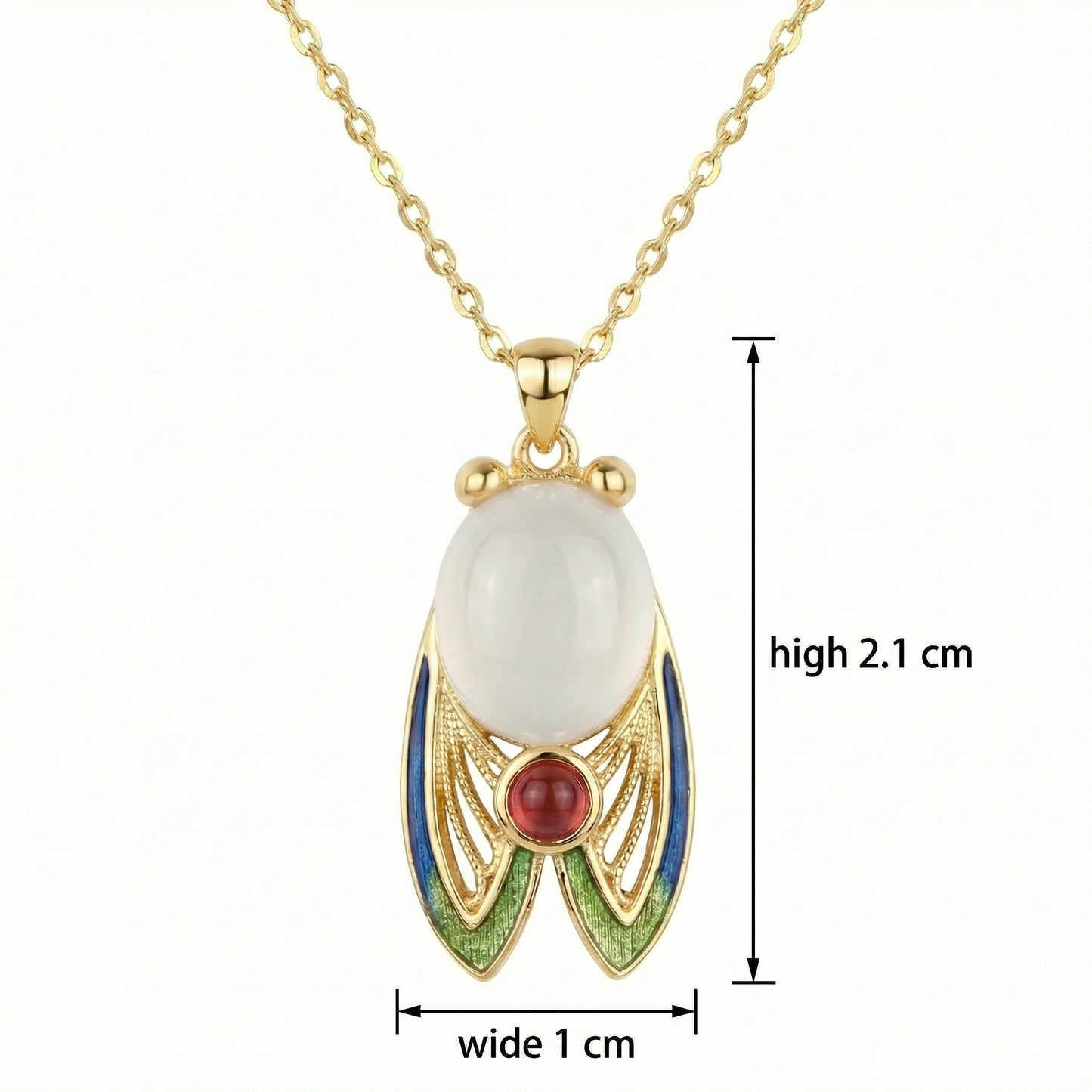 Chic Cicada — .925 Silver Enamel Cicada Gem Necklace