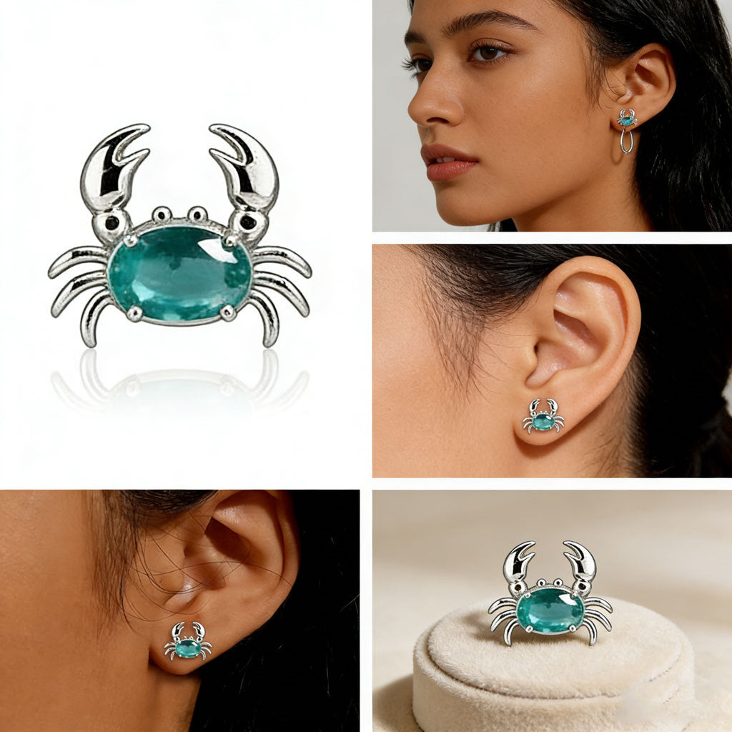 Crabby Chic — Cute Silver Color Crab Earrings for Women