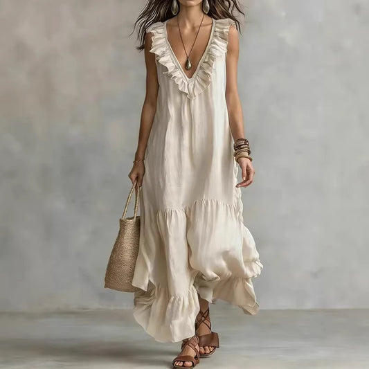 Lace Embrace — Loose-Fit Sleeveless Maxi Dress