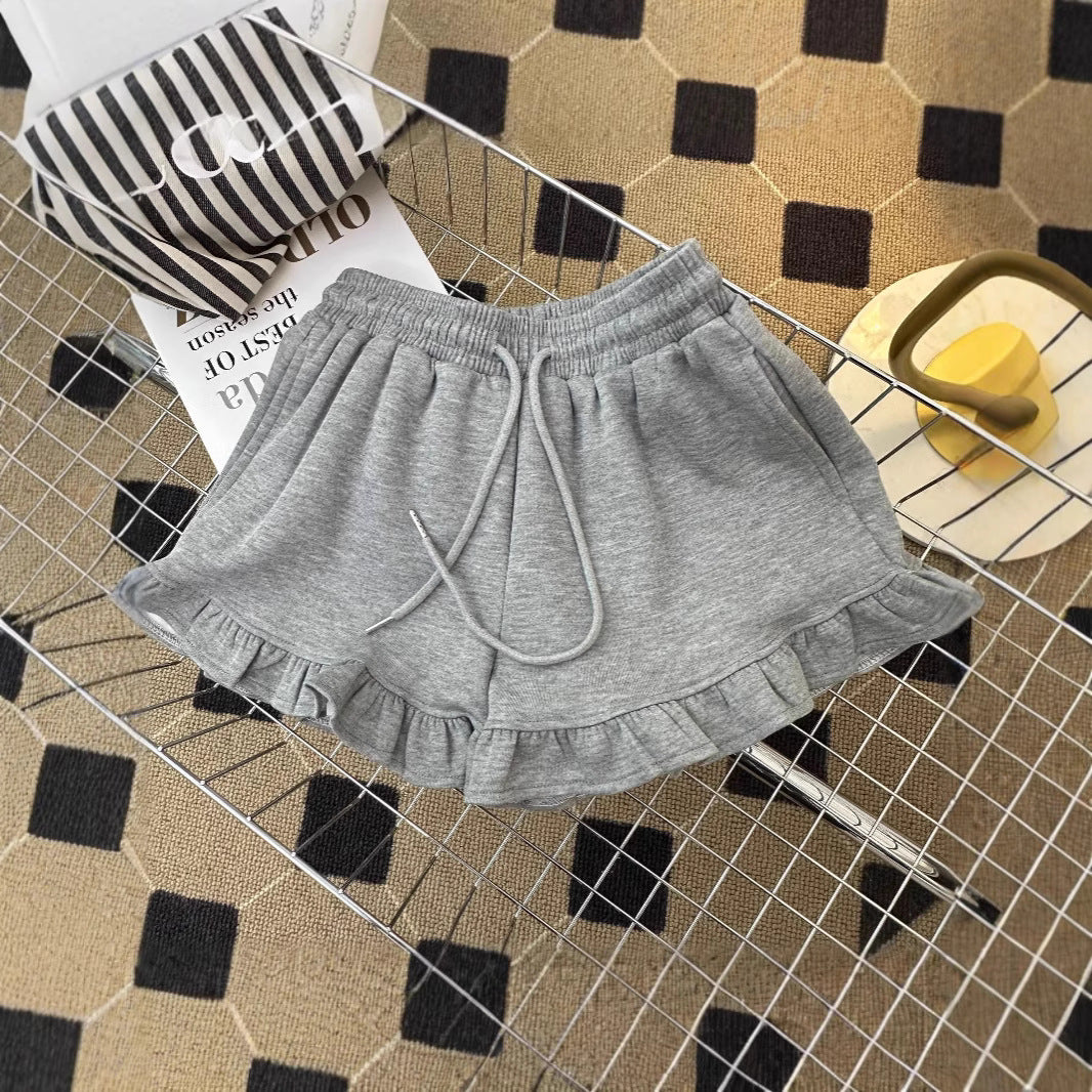Ruffle & Roll — Niche Sporty Casual Shorts with Ruffled Edge