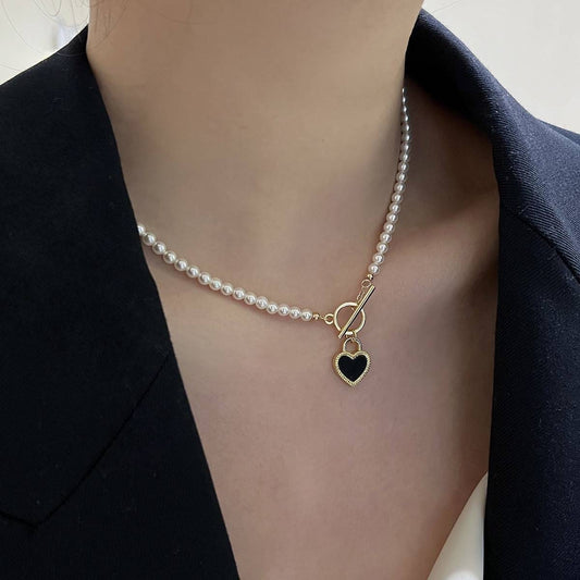 Two Hearts — Reversible Black & White Heart Necklace