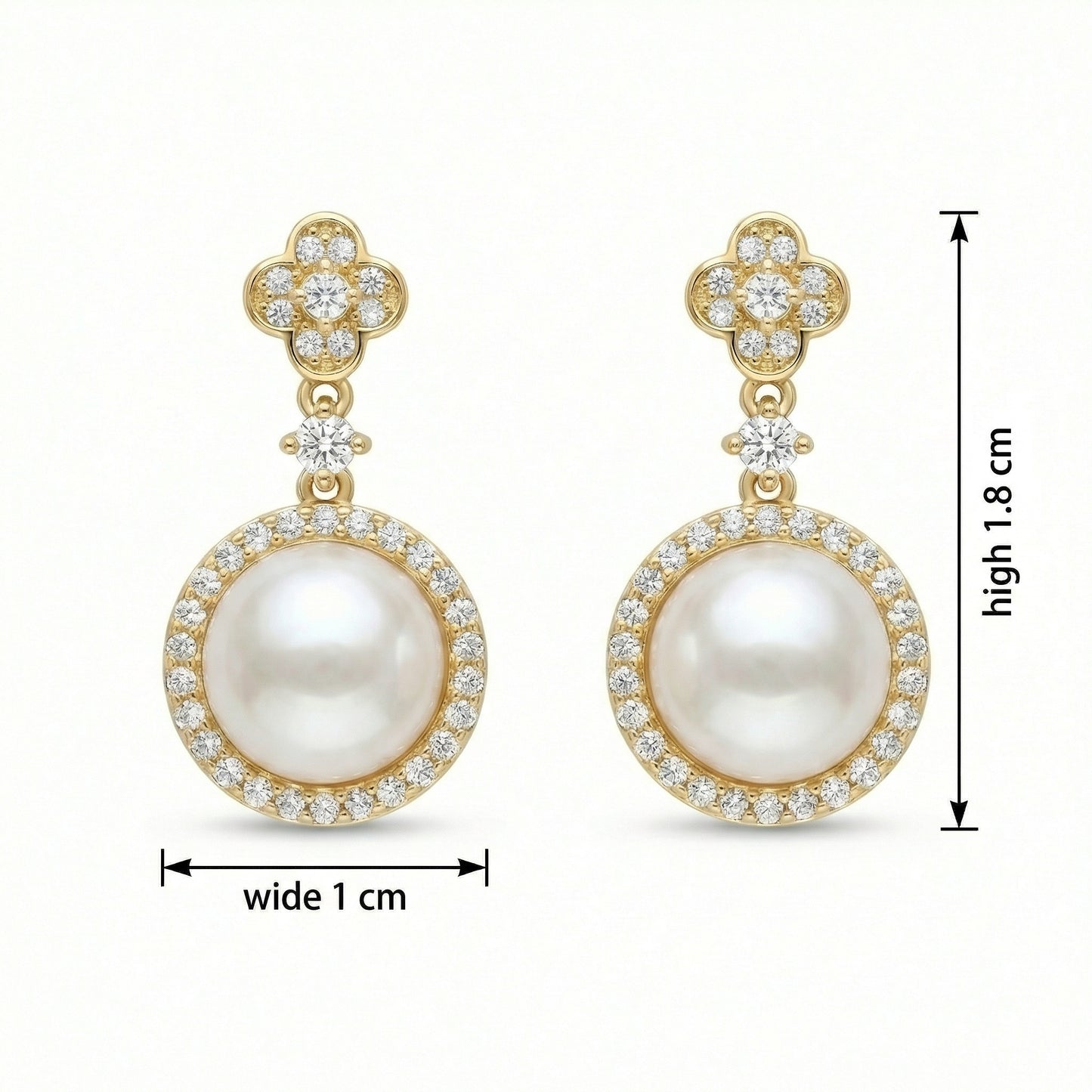 Pearl-fectly Radiant — 925 Silver Pearl Drop Earrings with Diamond Halos
