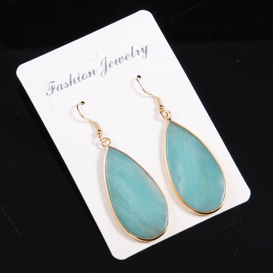 Teardrop Treasures — Flat Teardrop Semi-Precious Stone Earrings