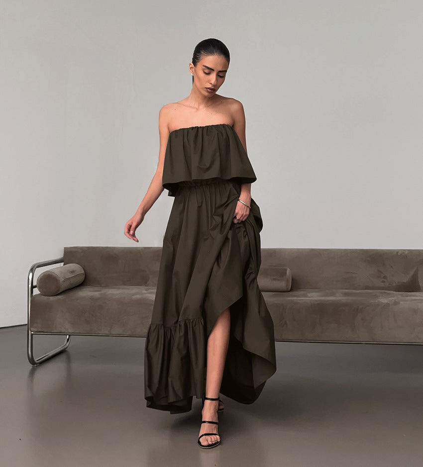 Bare-Shoulder Beauty — Ruffled Strapless Dress