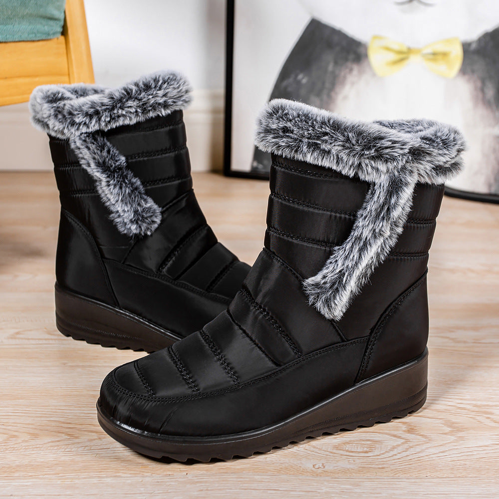 Warm & Fuzz-tastic — Waterproof Faux Fur Collar Snow Boots