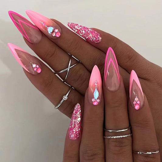 Almond Amaze — Double French Pre-designed Fake Nails