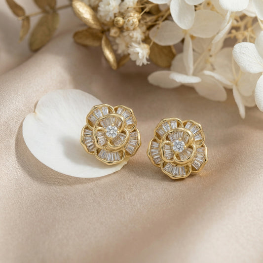 Rose Radiance — S925 Floral Rose Stud Earrings