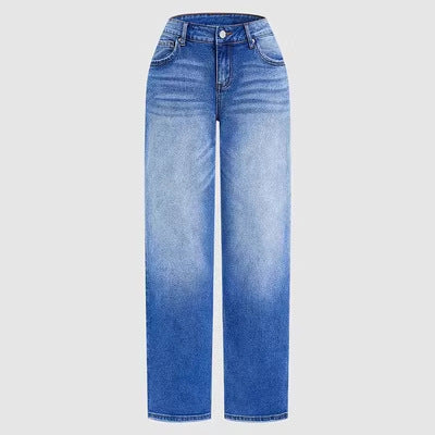 Wide Awake — Washed Blue Wide-Leg High-Waist Denim Jeans