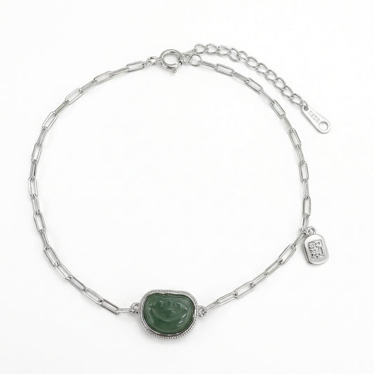 Heart's Desire — Silver Green Heart Link Bracelet for Women