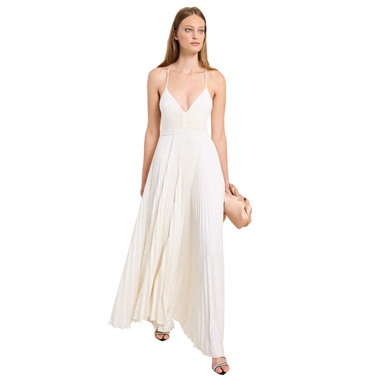 Strap Tease — Women's Lace-Up Suspender-Strap Casual Dress
