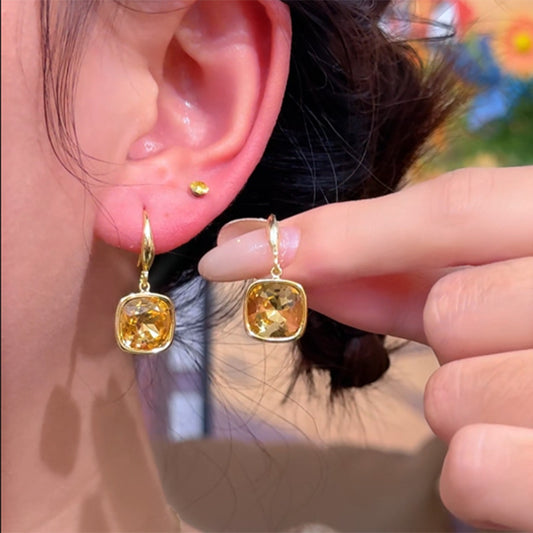 Sugar & Spice — Coffee-Gold Crystal Sugar Cube Earrings