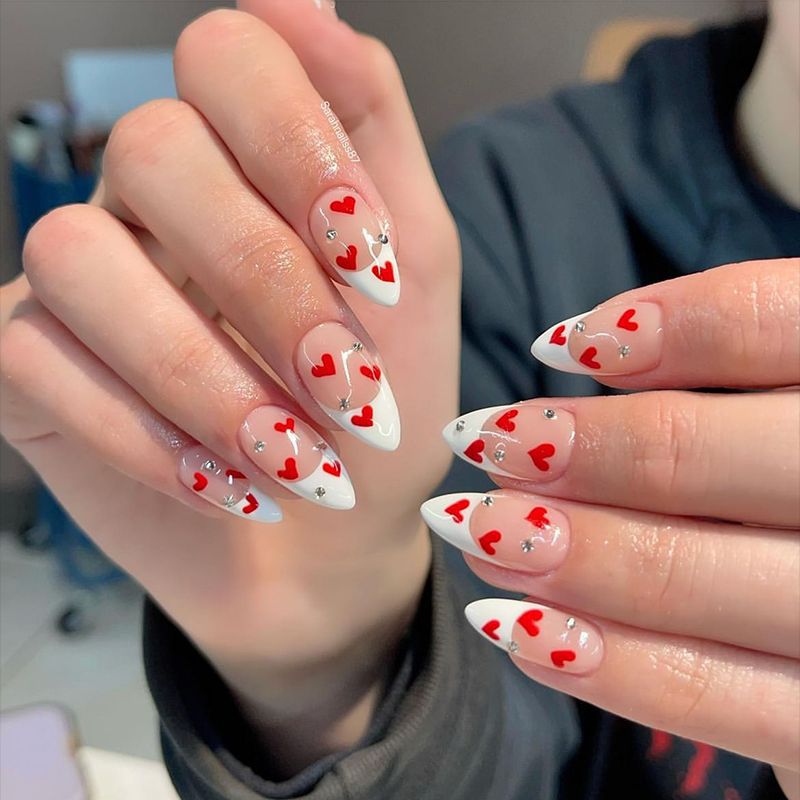 French Kiss — Elegant Water Drop Manicure Rhinestone Nails