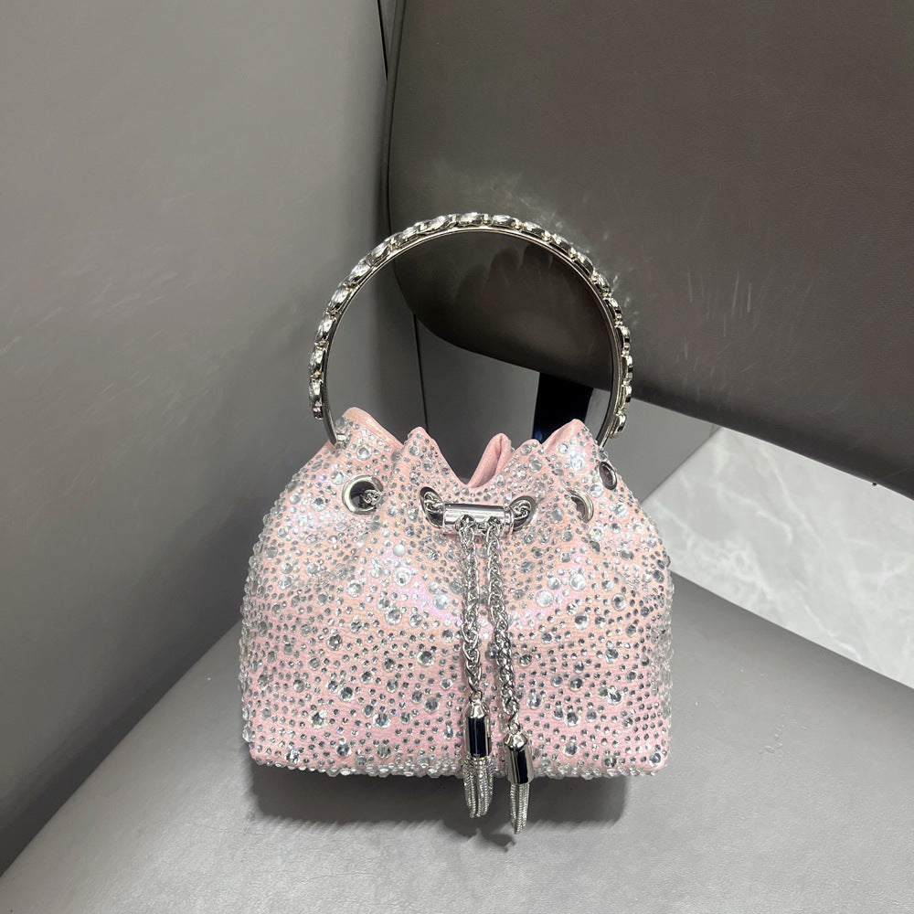 Shine On — Drawstring Rhinestone Crossbody Handbag