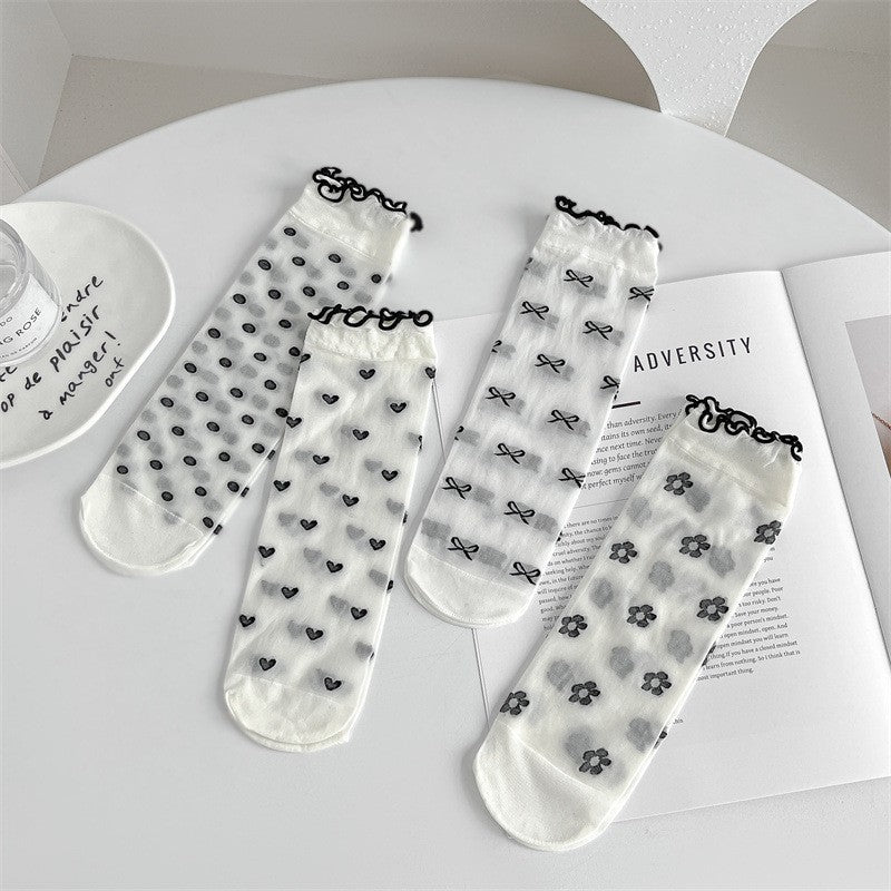 Sheer Delight — 4-Pair Lace Fungus Glass Ankle Socks