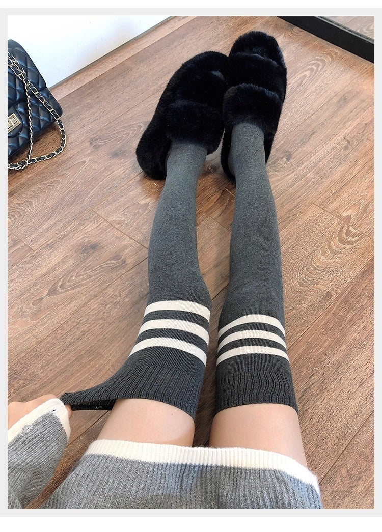Thigh-High & Mighty — Striped Slimming Thigh-High Socks