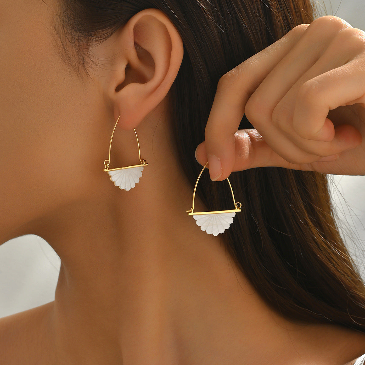 Fan-tastic Florals — Mother-of-Pearl Inlay Fan Ear Studs