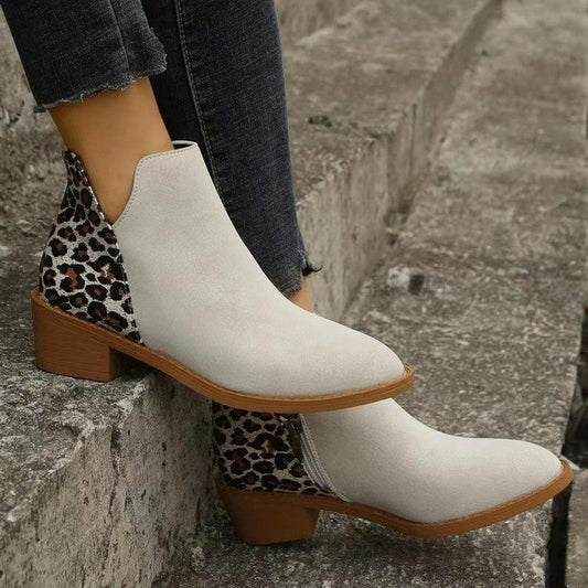 Zipper Zest — Low-heeled Boots with Side Zipper Detail