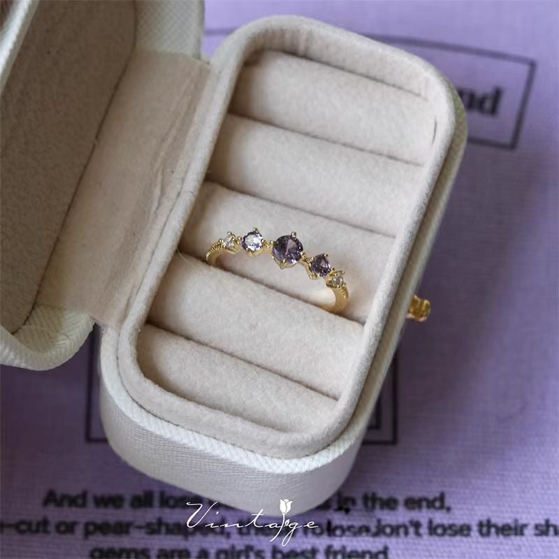 Clover Charm — Enamel Clover Flower Ring with Zircon Accents