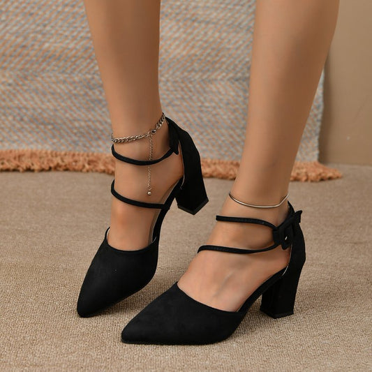 Buckle Up, Buttercup — Pointed Toe Buckle Strap High Heel Sandals