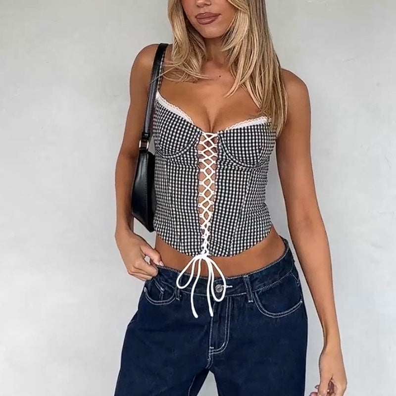 Plaid Perfection — Stylish Plaid-Strapped Camisole