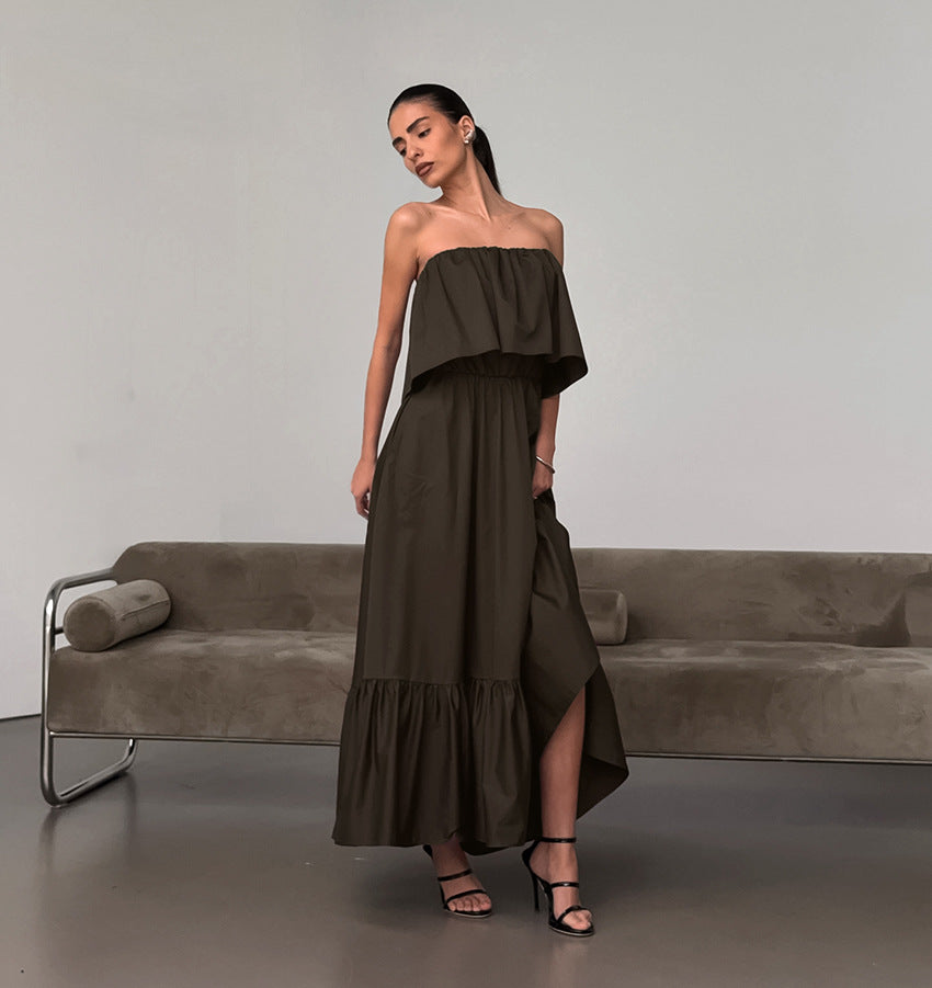 Bare-Shoulder Beauty — Ruffled Strapless Dress