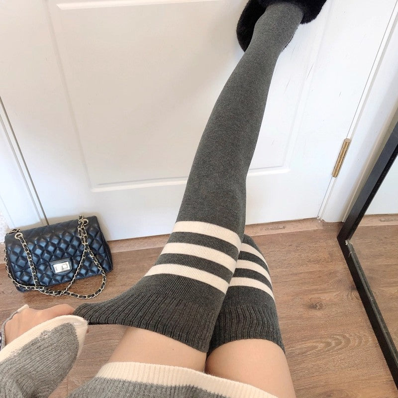 Thigh-High & Mighty — Striped Slimming Thigh-High Socks