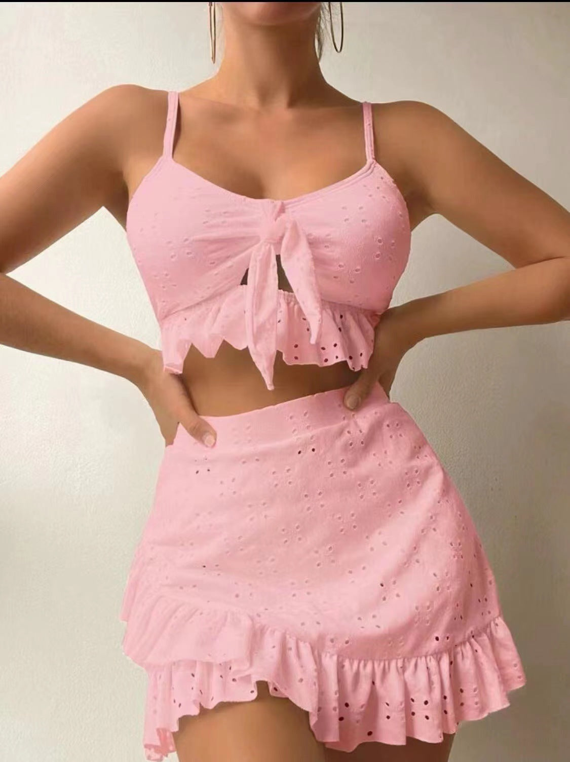 Ruffle & Roll — 3-Piece Bikini Set w/ Hip-Hug Skirt