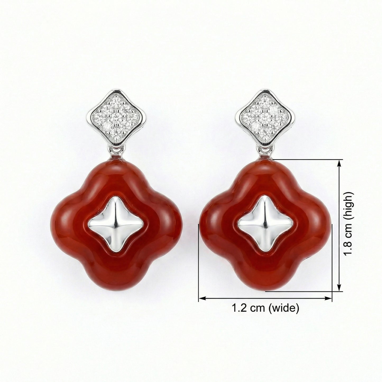 Quatrefoil Charm — S925 Red Quatrefoil Drop Earrings
