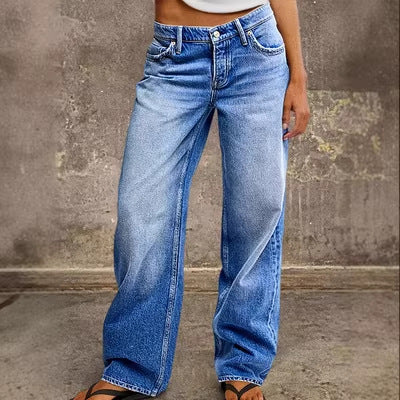 Wide Awake — Washed Blue Wide-Leg High-Waist Denim Jeans