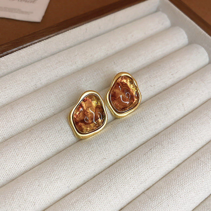 Heartfelt Art — Irregular Resin Heart Stud Earrings