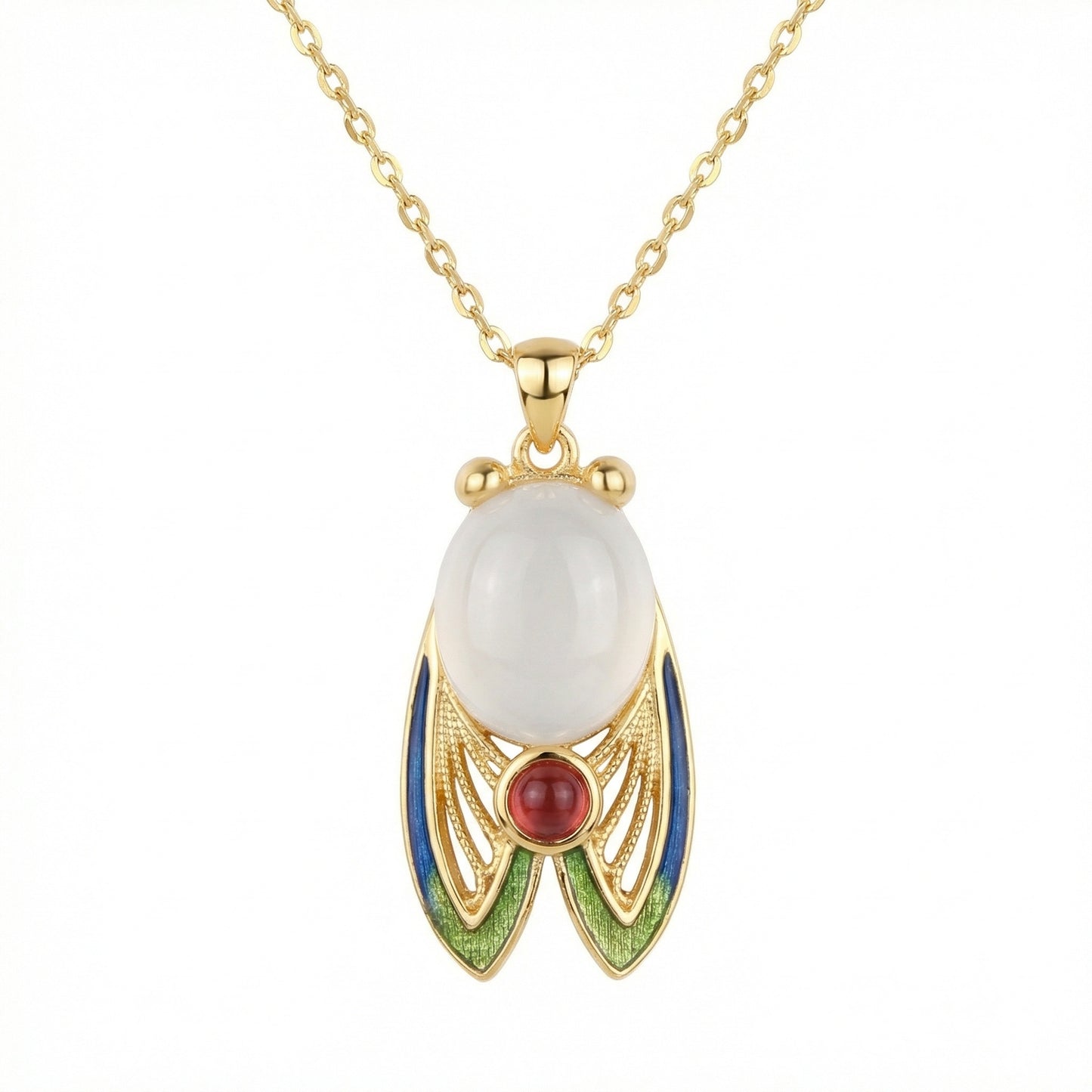 Chic Cicada — .925 Silver Enamel Cicada Gem Necklace