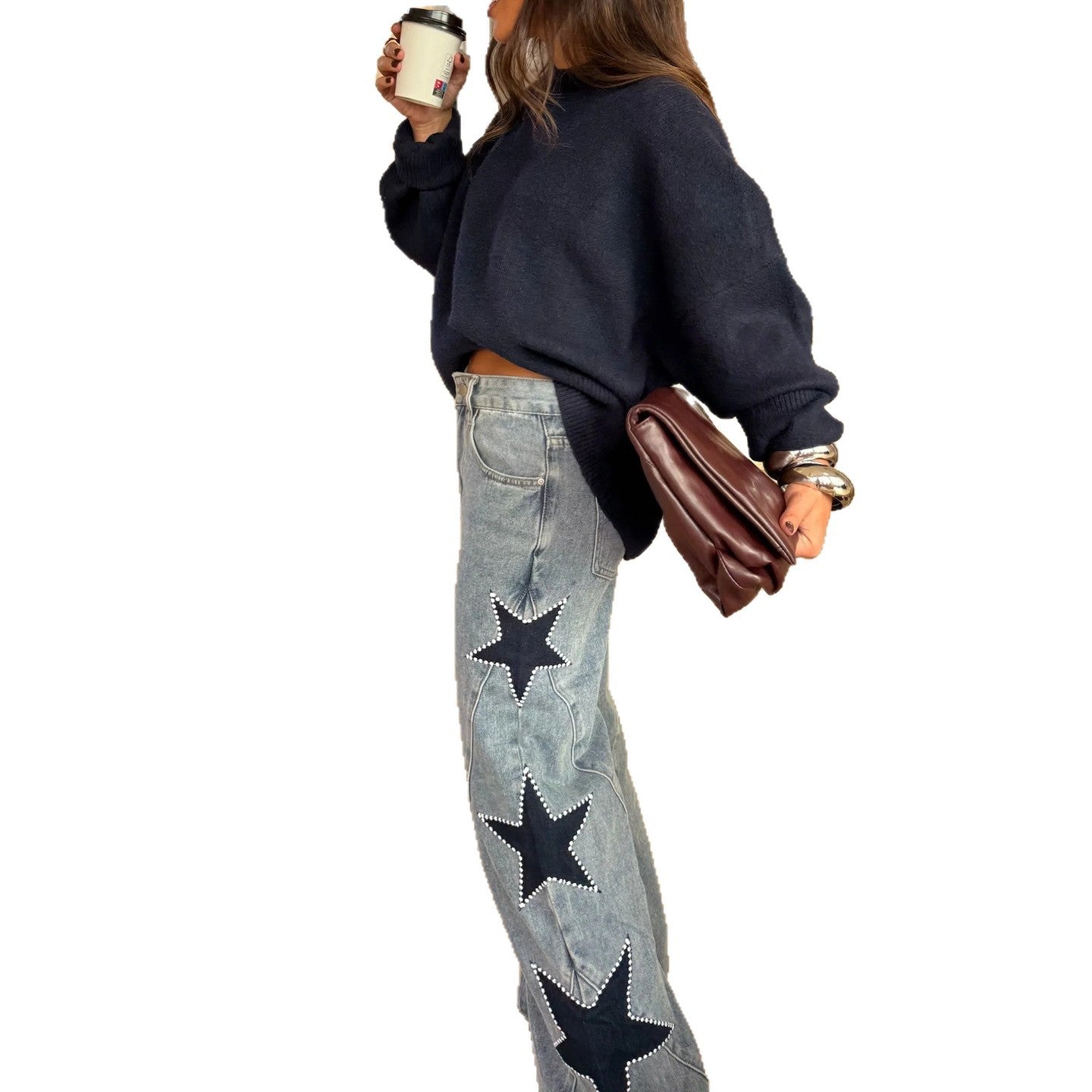 Star Quality — Star Loose Straight Leg Denim Pants