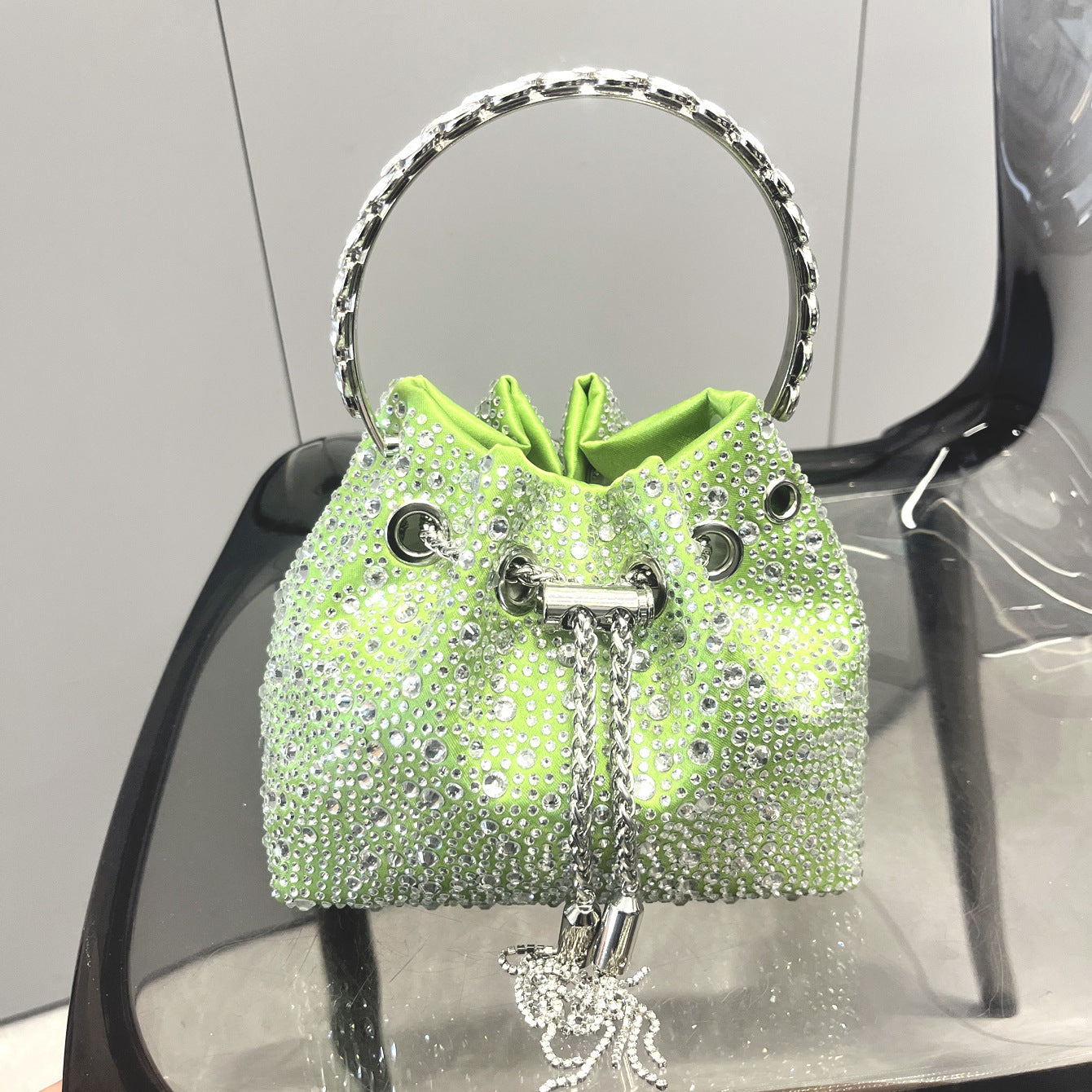 Shine On — Drawstring Rhinestone Crossbody Handbag