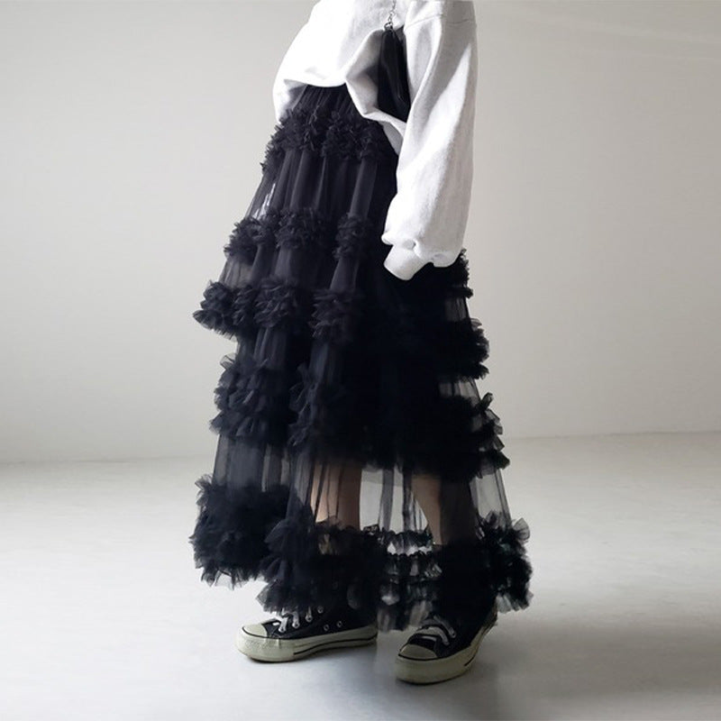 Mesh-merizing — 3-Layer Spliced Mesh Japanese Skirt