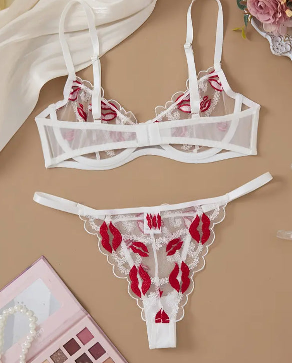 Stitch-Me-Up Sensual — Embroidered Flower Lingerie Suit