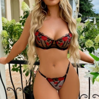 Stitch-Me-Up Sensual — Embroidered Flower Lingerie Suit