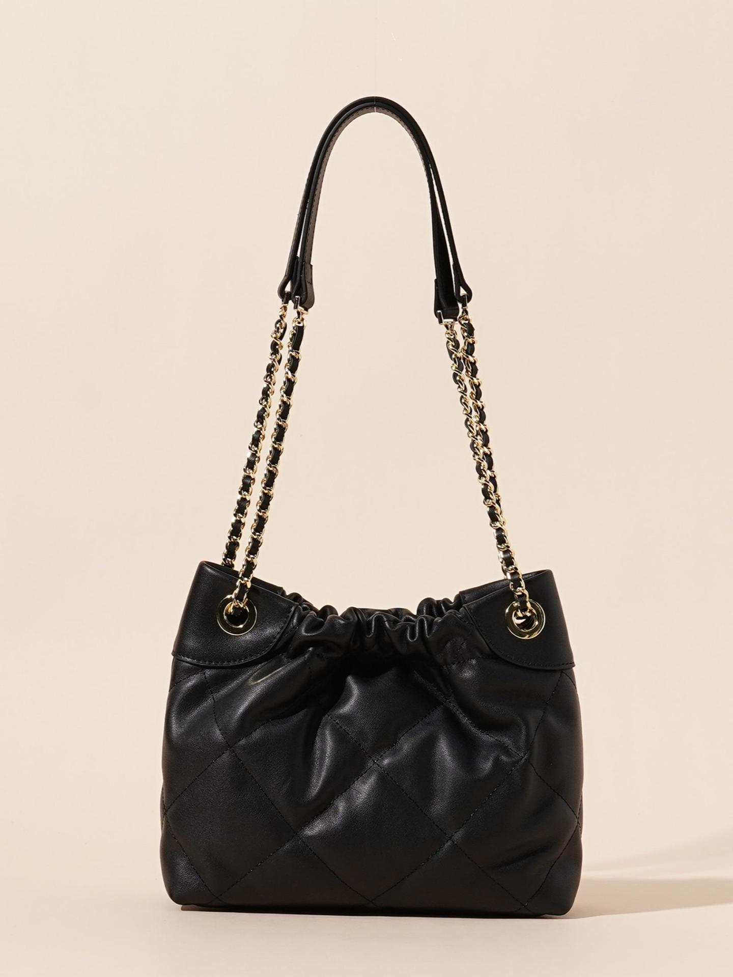 Chain of Command — Genuine Leather Pleated Crossbody with Chain