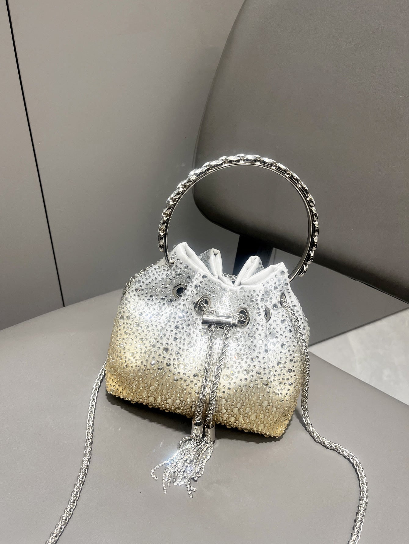 Shine On — Drawstring Rhinestone Crossbody Handbag