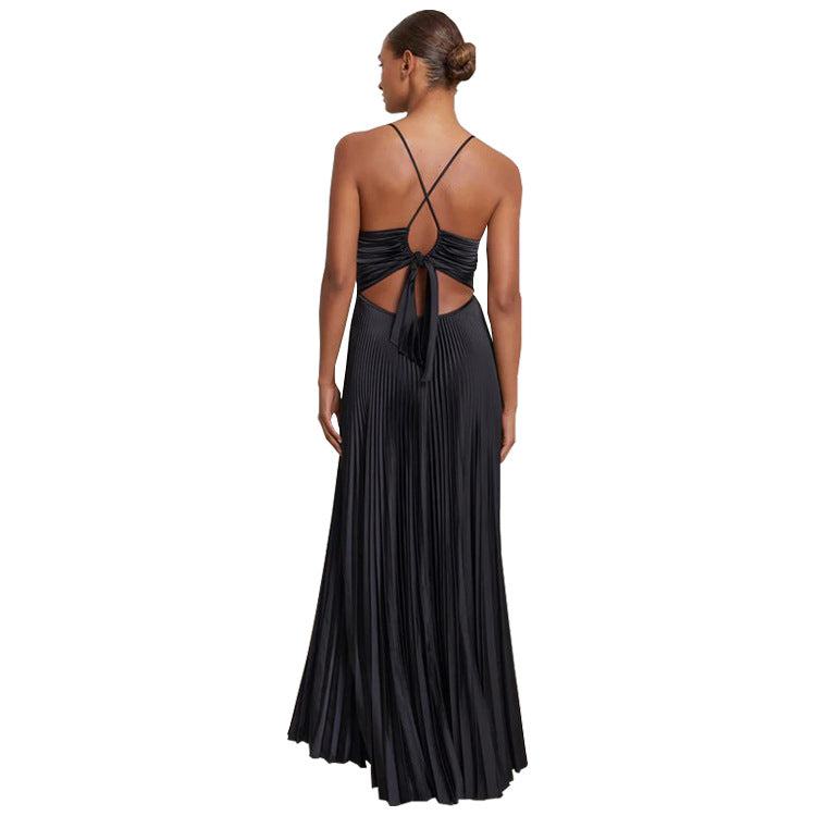 Strap Tease — Women's Lace-Up Suspender-Strap Casual Dress