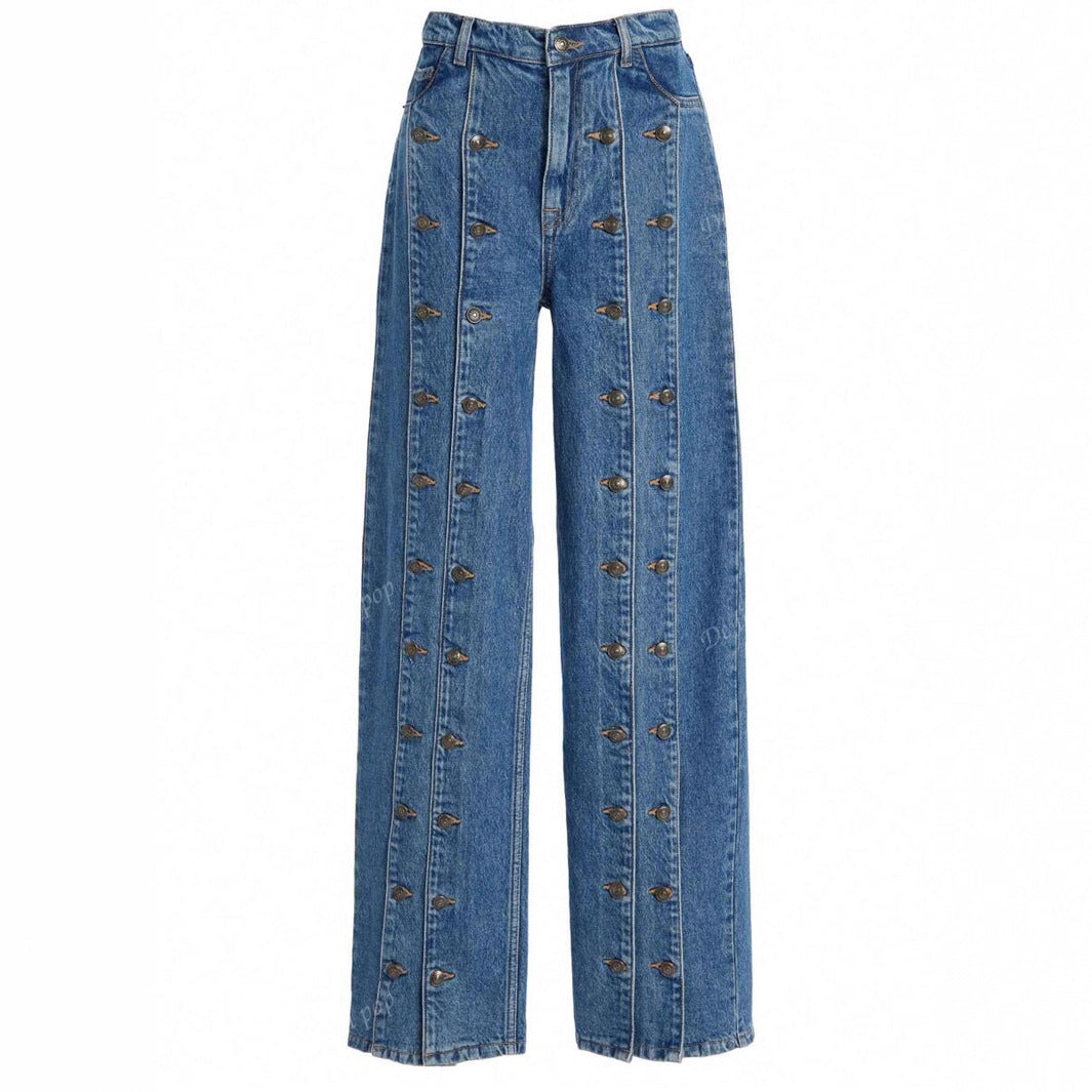 Slit Happens — Button-Front Straight-Leg Slit Jeans