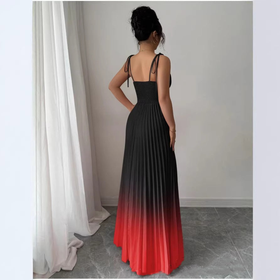 Ombre Allure — V-Neck Defined Waist Slip Dress
