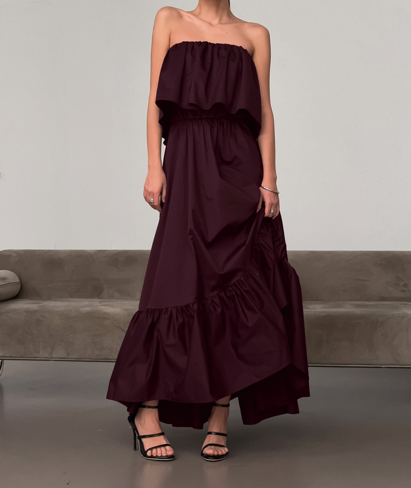 Bare-Shoulder Beauty — Ruffled Strapless Dress