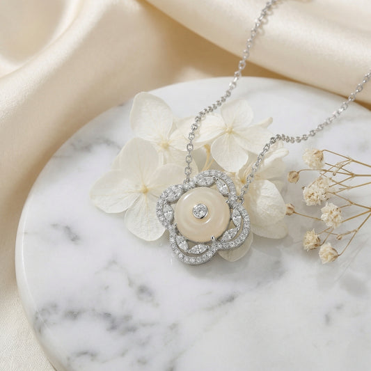 Quatrefoil Charm — .925 Silver Floral Gemstone Necklace