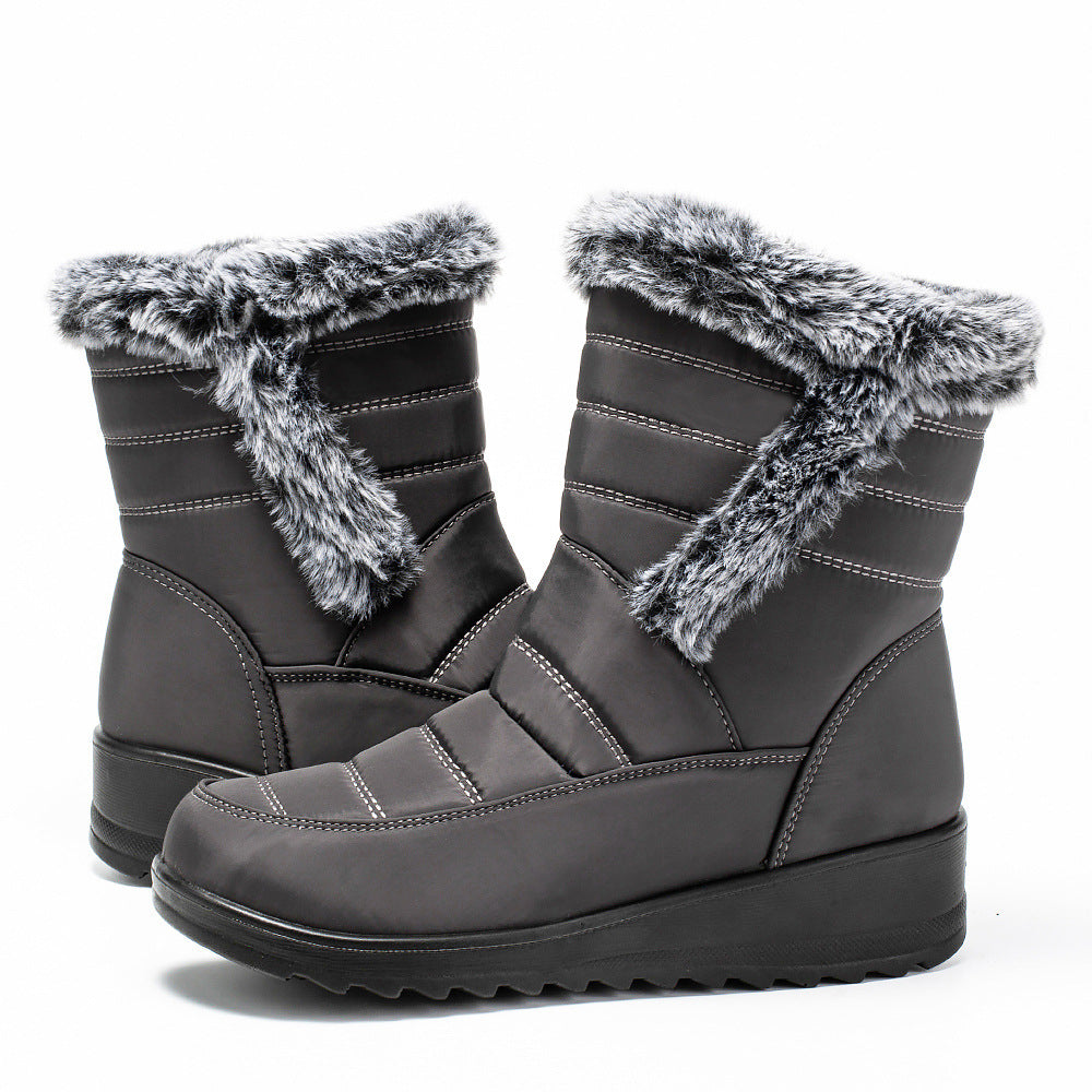 Warm & Fuzz-tastic — Waterproof Faux Fur Collar Snow Boots