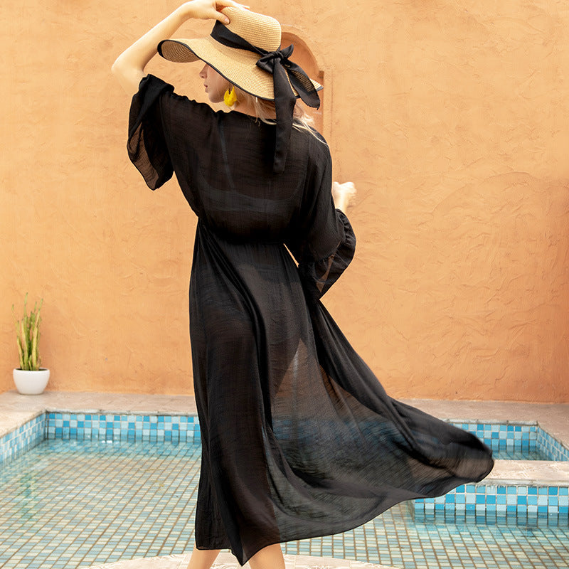 Shady Business — Retro Long Sunscreen Beach Cardigan